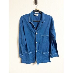 Christian Dior Monsieur Vintage Pajama Top Button Up Contrast Piping Blue Large